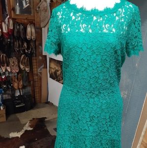 Diane von Furstenberg Green Lace Mini Dress